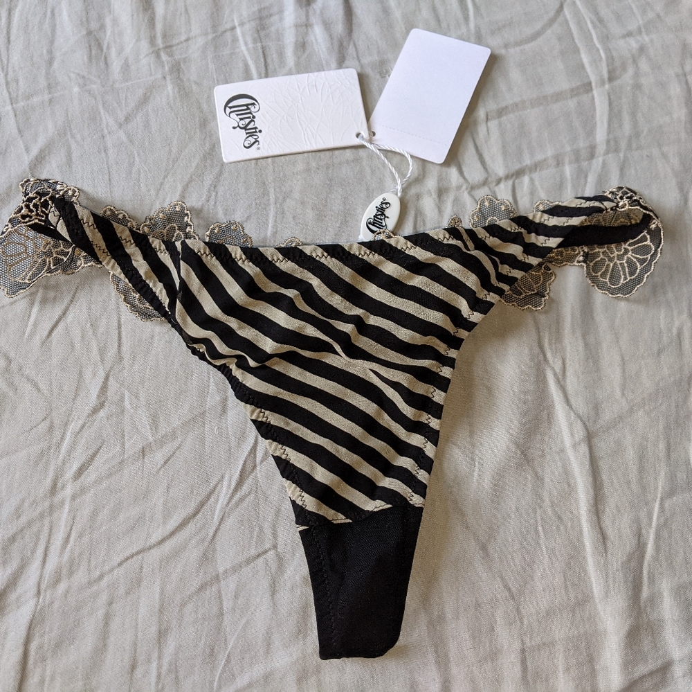 Christies ' Lido' lace silk thong panties 2/S NWT
